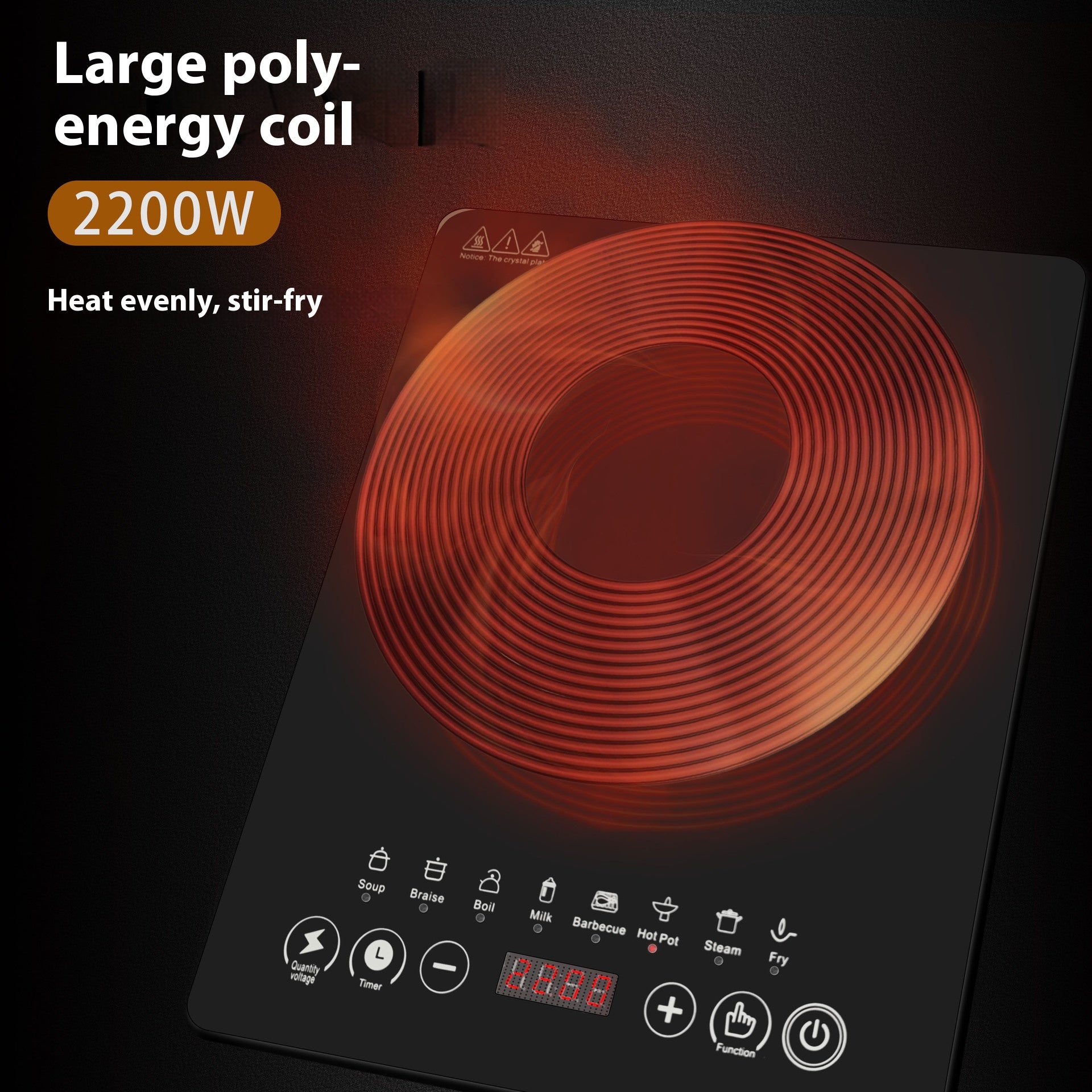 Induction cooktop touch panel